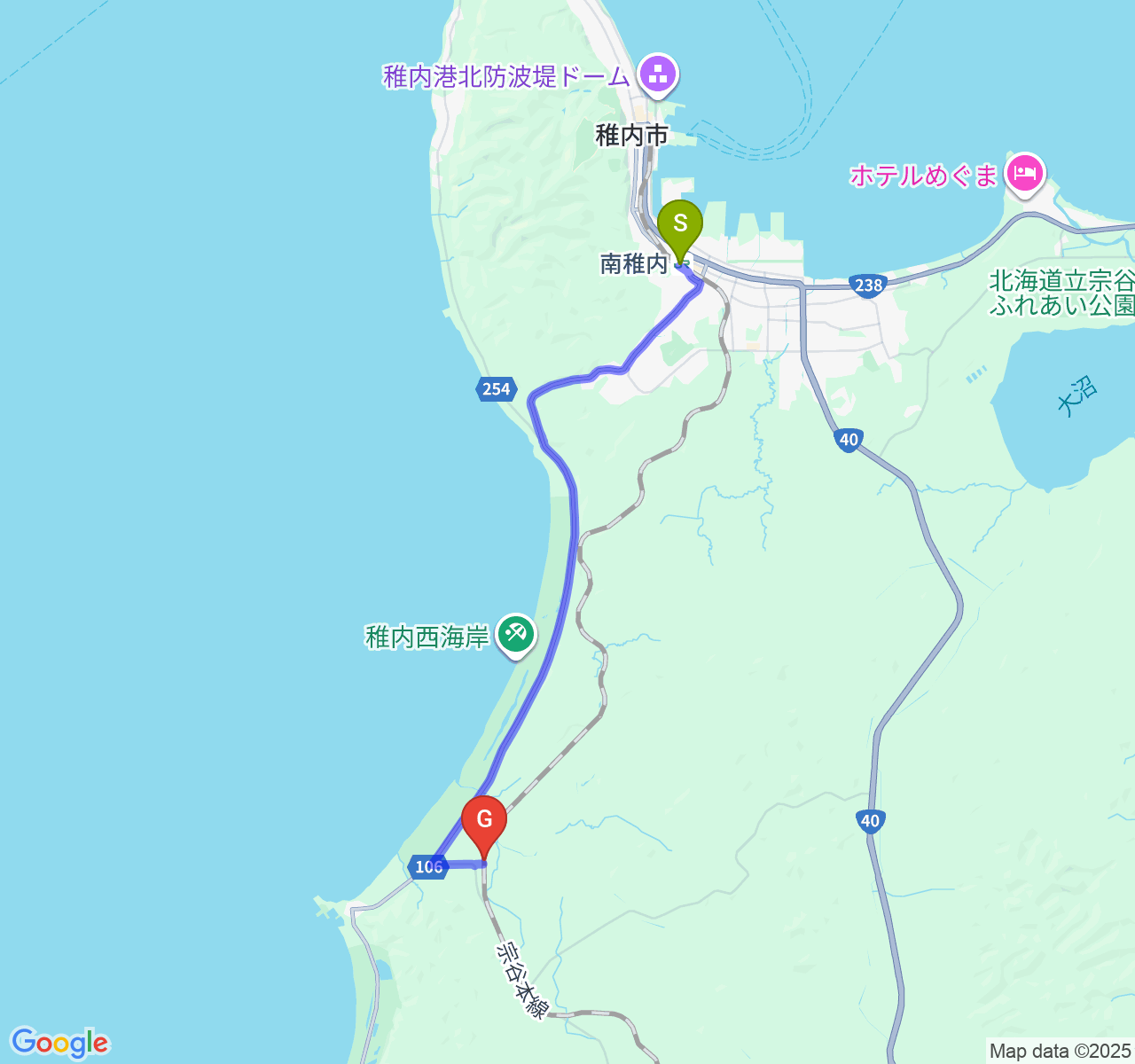 南稚内⇒抜海_徒歩165分_長い午後の影