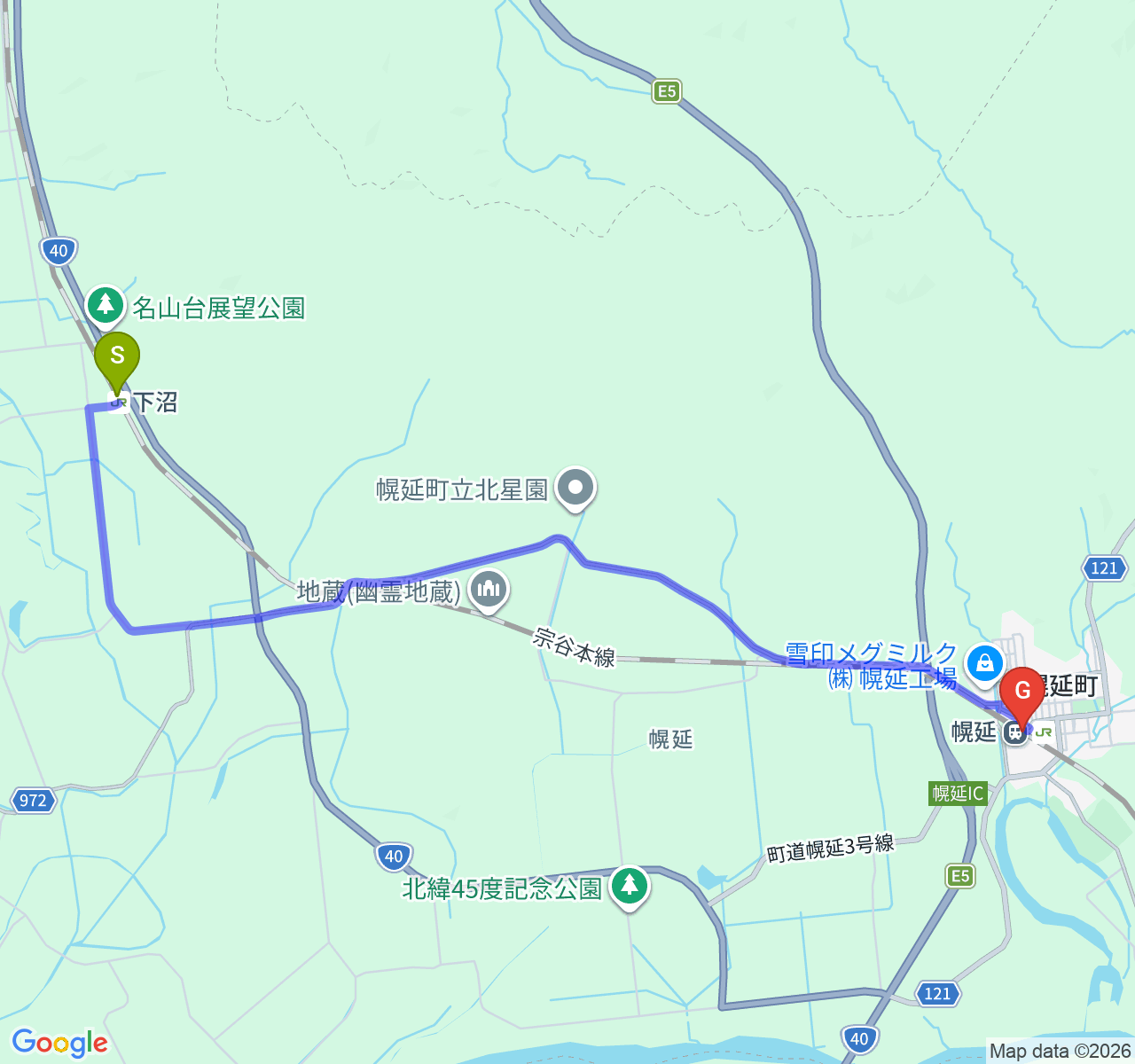 下沼⇒幌延_徒歩128分_長い午後の影