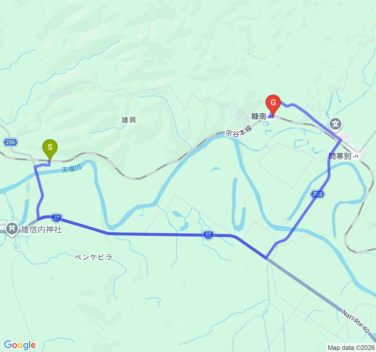 雄信内⇒糠南_徒歩171分_長い午後の影