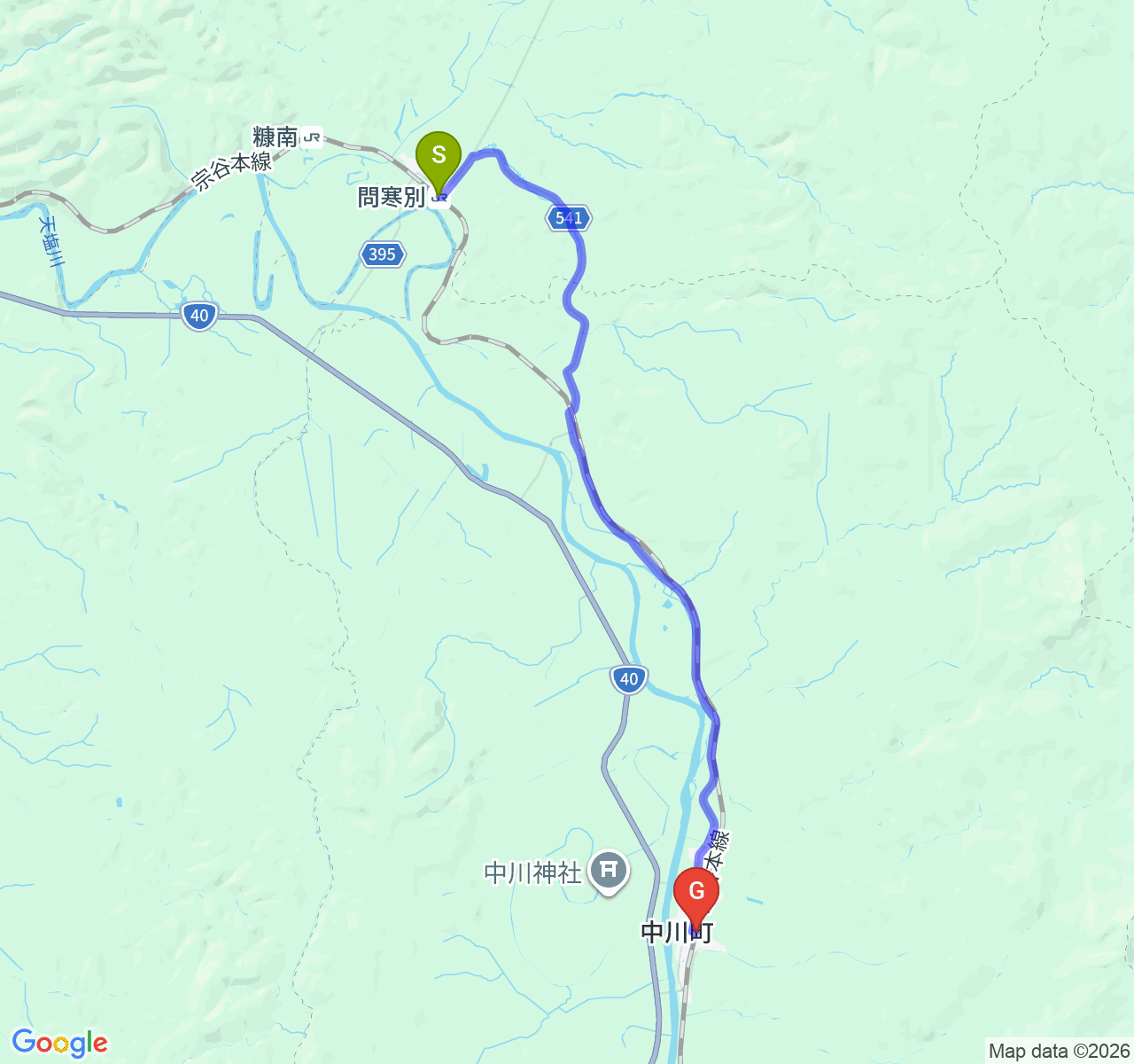 問寒別⇒天塩中川_徒歩202分_長い午後の影